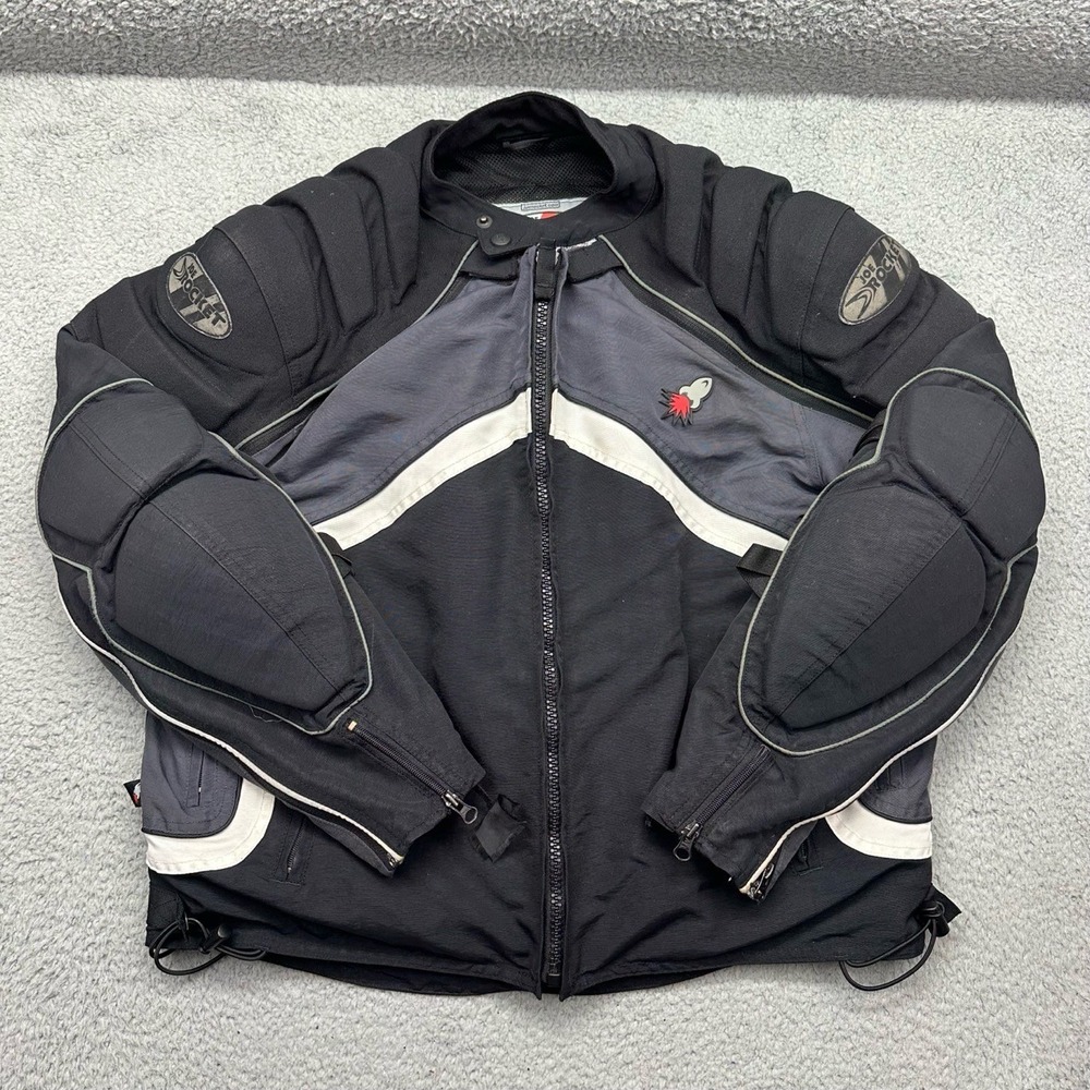 JOE ROCKET Mens Large SUPERBIKE SPORT Motorcycle Jacket Armored Textile Blk/Gry